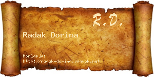 Radak Dorina névjegykártya